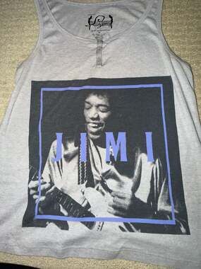 Hollywood Legends Jimi Hendrix Gray Button-Front Tank Top